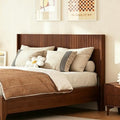 COCO DESIGN Queen Size Fluted Headboard Only, 64" Walnut Wall Mount