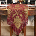 Loom and Mill Luxury Vintage Chenille Table Runner 72 Inches Long, Red