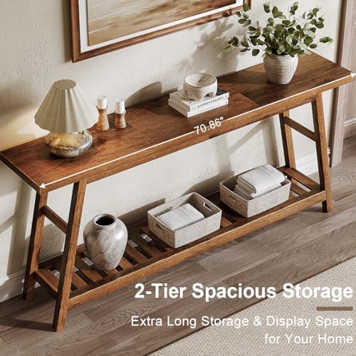 ChooChoo 70.9 Inch Long Console Tables for Entryway, Hallway Table, 2-Tier
