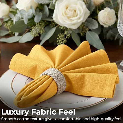 Ramanta Home Mustard Cotton Dinner Napkins Set of 12, 18x18 Inch
