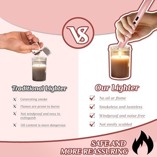 2 PCS Candle Lighter,Windproof Flameless Rechargeable Electric Lighter