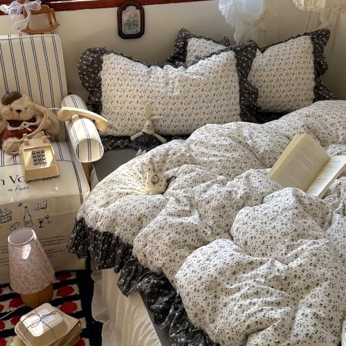 Duvet Cover Full Size with 2 Pillowcases,Vintage Floral Bedding