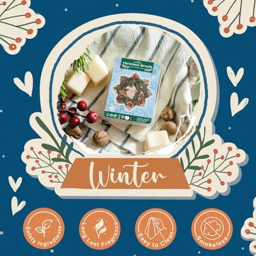 Winter Wax Melts Wax Cubes, SNOWSEN Strong Fragrance Soy Wax Cubes for Wax Warmer, Scented Wax Melts Gift Set, Gingerbread, Cranberry, Hot Chocolate, Christmas Wreath and More, Wax Melts Tarts -8 Pack