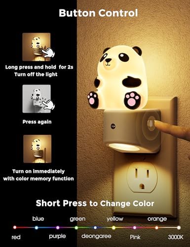L LOHAS LED Night Light for Kids, 3D Panda Night Light Plug in