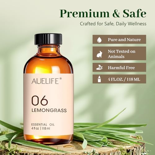 Auelife Lemongrass Essential Oils for Diffusers for Home, 4 Fl Oz