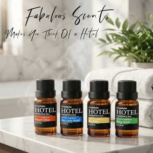 Essential Oil Gift Set, Hotel-Inspired Fragrance Oil Set, 6 Luxury Hotel Scents for Diffusers, Reed Diffusers & Home Fragrance, Aroma Oils for Home Scenting, Housewarming Gift, 6×0.34 Fl Oz