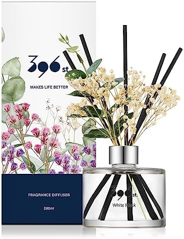 396 st. Preserved Baby's Breath Flower Reed Diffuser, White Musk, 200ml(6.7oz) / Reed Diffuser Sets, Home Fragrance, Scented Oils, Home & Bathroom Décor