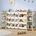 EXPERLAM Extra Large Toy Storage - Toy Storage Organizer, Wooden Toy Organizer with 6 Side Shelves and 16 Bins, 3-in-1 Bookshelf for Kids Rooms, Playroom, Nursery, White