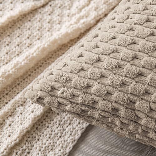 MIULEE Lumbar Decorative Throw Pillow Covers 12x20 Light Brown Corduroy
