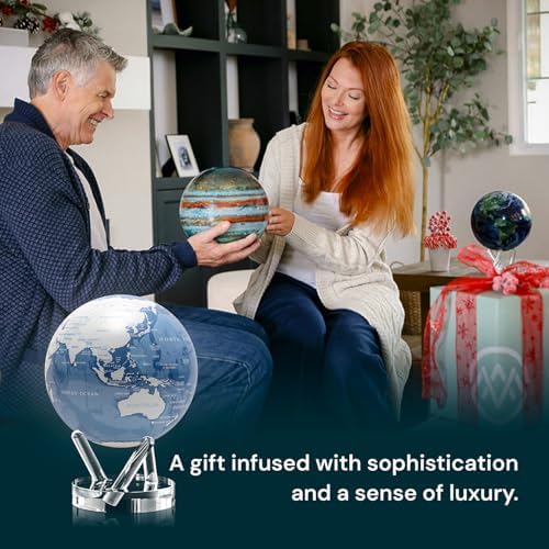 MOVA Self Rotating Globe, Sky Blue and White Signature (6")