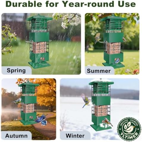 Squirrel Proof Bird Feeder,3.5Lb,4 Ports,Weight Activated,Easy Refill