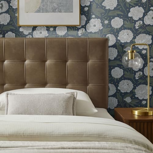 Modway Lily Faux Leather Twin Size Headboard with Biscuit Tufting in Mushroom - Vegan Leather Upholstery with Padded Design and 5 Height-Adjustable Mounts