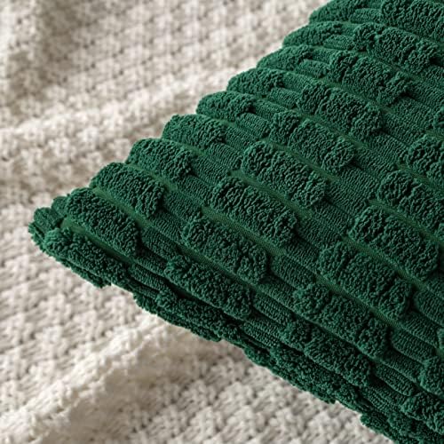 MIULEE Christmas Euro Corduroy Decorative Pillow Covers 24x24 Dark Green