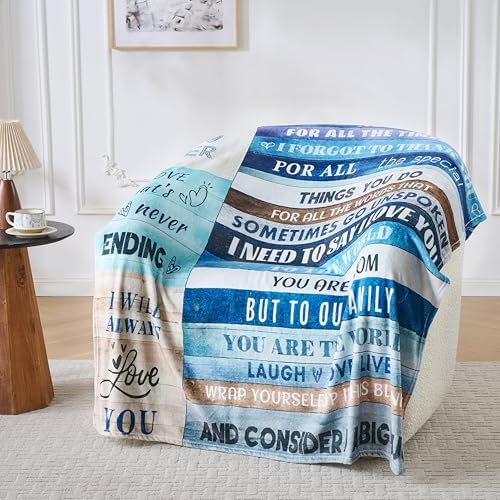 Blue Mother’s Day Blanket Gift for Mom – Soft Cozy Fleece Throw, Warm Inspirational Blanket for Mother, Birthday Gifts for Mom from Daughter & Son, Holiday, 50x60 inch