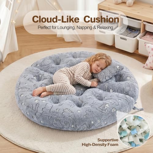 blue page Round Floor Cushions for Kids, 5-in-1 Kids Play Mat 5.9 in Thick