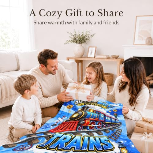 Kids Blanket Gifts for Boys Toddlers, Train Blanket for Birthdays
