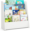 Costzon 4-Tier Kids Bookshelf, Front Facing Children Bookcase with Deep Compartments, Magazine Storage Rack for Kids Bedroom, Playroom, Nursery, Classroom, Kindergarten (White)
