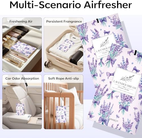 MYARO 20 Pack Lavender Scented Sachets, Closet Deodorizer Car Air Freshener