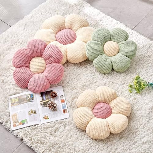 Kcvvcr Flower Throw Pillow, Soft Pink 14.9" Shaped Floor Pillow for Home Decor, Cute Aesthetic Plush Decorative Pillows for Bed, Sofa, Couch
