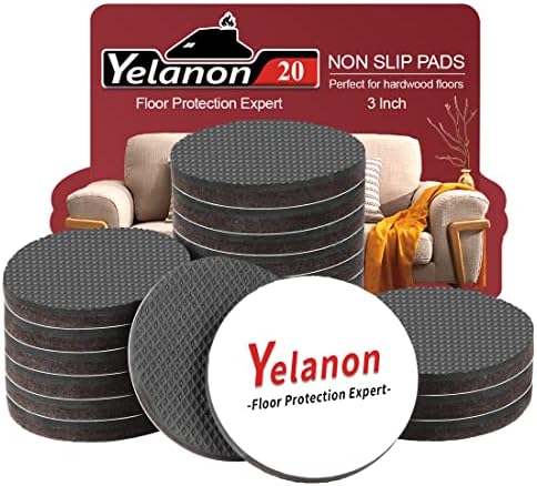 Yelanon Non Slip Furniture Pads for Hardwood Floors 20 Pcs 3"