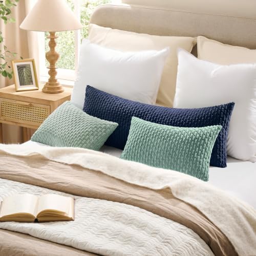 Kevin Textile Soft Corduroy 18x18 Inch Pillow Covers 2 Pack, Navy Blue