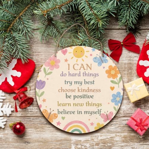 PHAMTE Inspirational Affirmations Girl Nursery Round Wreath Sign 12 Inch