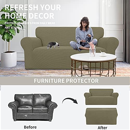 Easy-Going Stretch Oversized Loveseat Couch Covers Washable Khaki