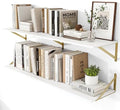 Heimlove 48W x 12D Deep Floating Shelves Set of 2 White & Gold