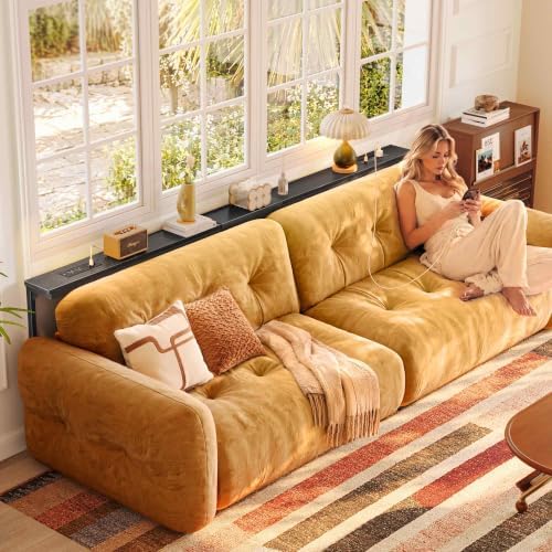 Huuger 78.7-94.5'' Extendable Behind Couch Table with Outlets, Black