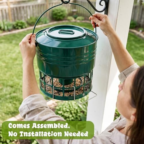 8-10LBS Squirrel Proof Metal Wild Bird Feeder with 32 Feeding Holes, Jasper