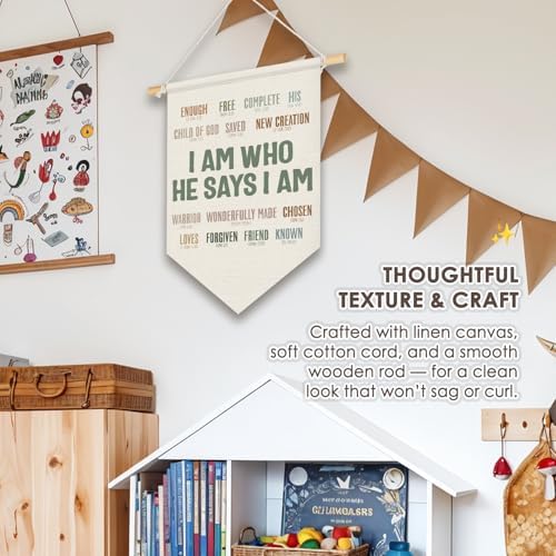 Positive Affirmations Christian Wall Decor for Classroom, Inspirational Wall Hanging Pennant Flag Banner, Bible Verse Wall Decor for Homeschool Playroom 15x11 Inch