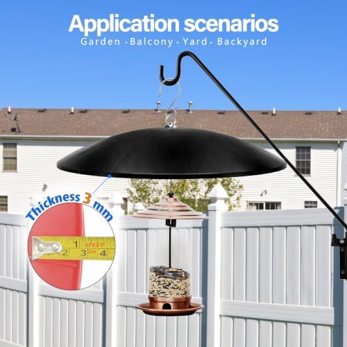 19.25-Inch Extra Large Squirrel Baffle,Hummingbird Feeder Shade Dome Cover, Bird Feeder Rain Guard, Hanging Squirrel Proof for Shepherd's Hook Outdoors (Black) 2 Pack