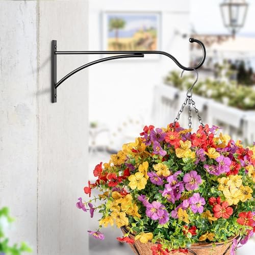 11 Inch 2 Pack Heavy-Duty Metal Plant Hanger Hooks, outdoor, Matte black