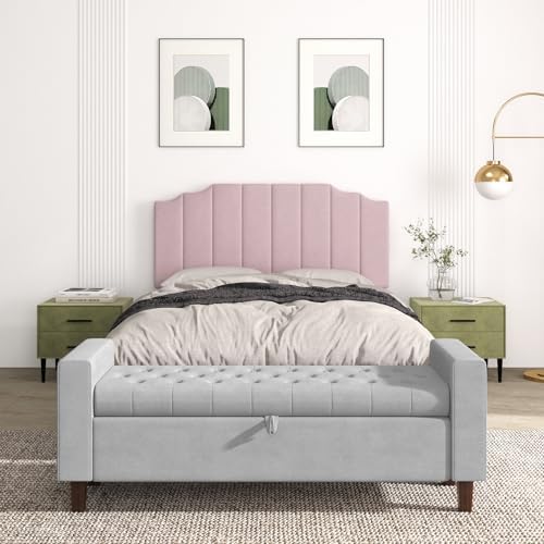 Befurtori Queen Size Headboard Only, Velvet Wall Mount Headboard, Pink