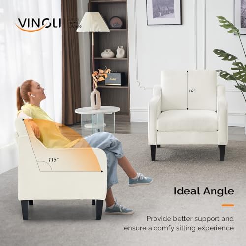 VINGLI Accent Chairs Set of 2, Chenille Upholstered Armchair Living Room