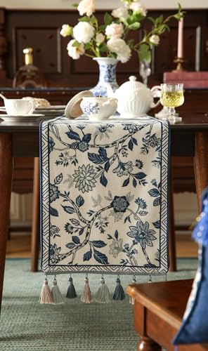 bilin gaier Designer Vintage Chinoiserie Extra Long Table Runner,118"x12"