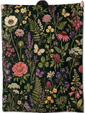 Coneflower Meadow Butterfly Flannel Throw Blanket 50x60 Inch