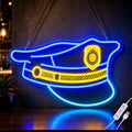 Police Hat Neon Sign, USB Dimmable Police Officer Gift for Wall Decor