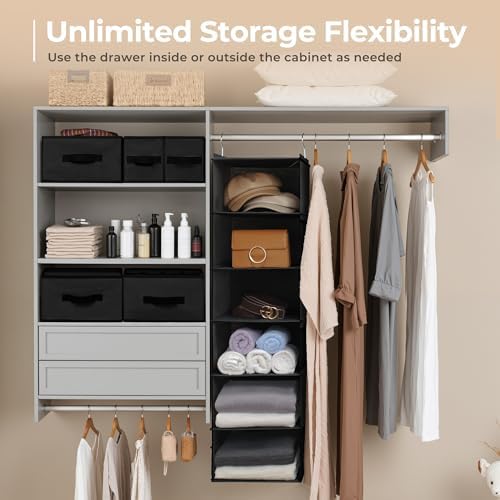 GRANNY SAYS Hanging Closet Organizer with 5 Drawers & 6 Shelves, Black