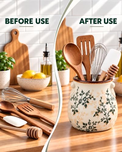 OTHIX Large Kitchen Utensil Holder, Ceramic Utensil Crock