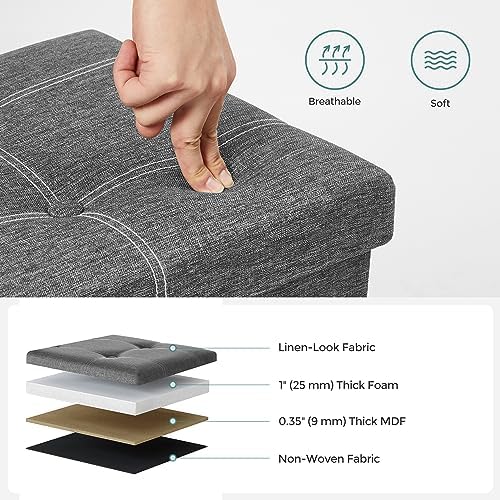 SONGMICS Ottoman Storage Bench, 35 Gal. Folding Chest, Holds 660 lb