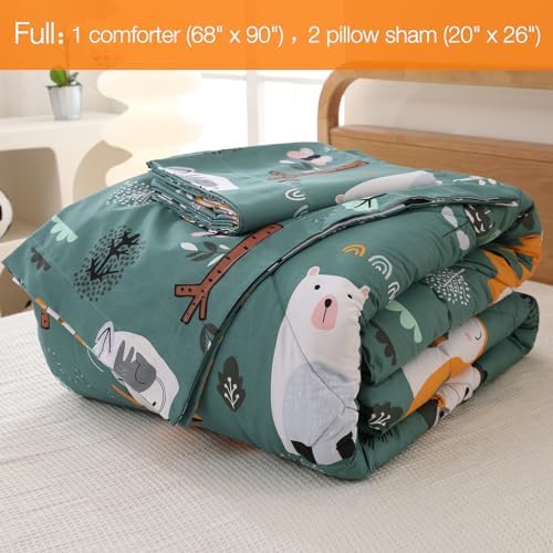 JSD Green Forest Animal Kids Comforter Set Full Size