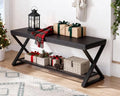 LVB Black Entryway Bench with Storage, Indoor Shoe Bench with Seating 39 in