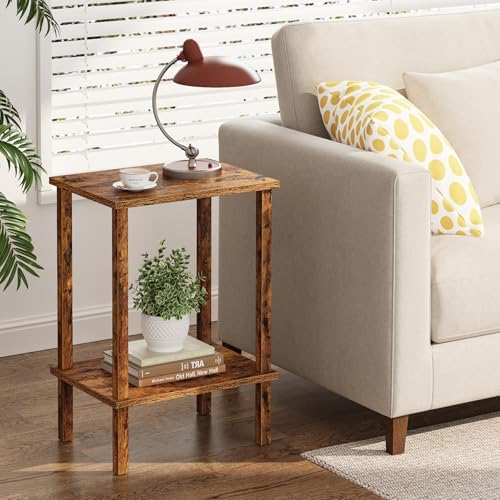 TUTOTAK End Table, Side Table, Nightstand, 2-Tier Storage Shelf
