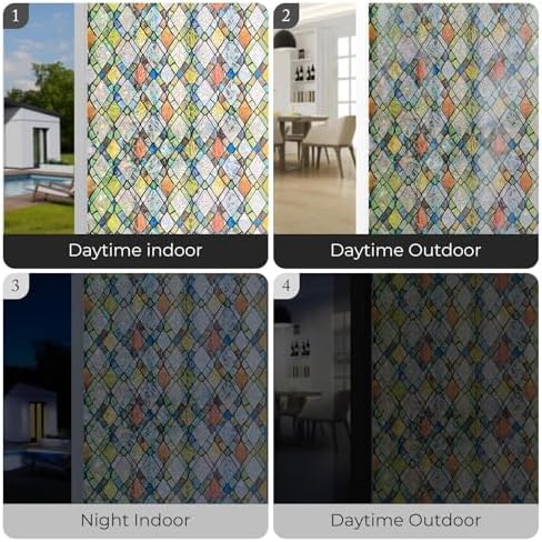 ADD.HERES Rainbow Window Privacy Film, Stained Glass Cling, 29.5" x 78.7"