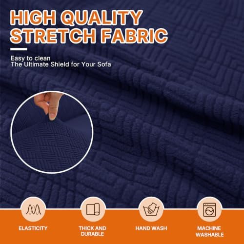 XINEAGE Stretch 3 Seater Slipcover, Non-Slip Pet Couch Cover,Navy Blue