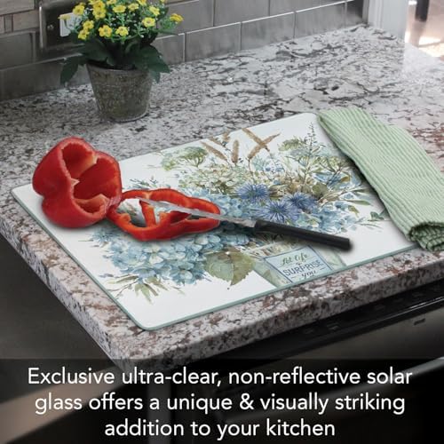CounterArt Bohemian Blue 3mm Tempered Glass Cutting Board 15" x 12"