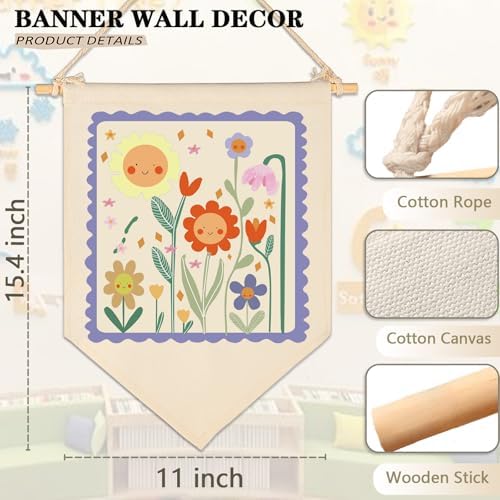 Spring Day-Nursery Wall Decor Gift for Baby Boys Girls Kids-Canvas Hanging Banner Pennant Wall Decor Gift for Nursery Homeschool Baby Room Playroom Reading Room Bedroom