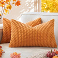 Kevin Textile Soft Corduroy 12"x20" Pillow Covers 2 Pack, Orange Yellow