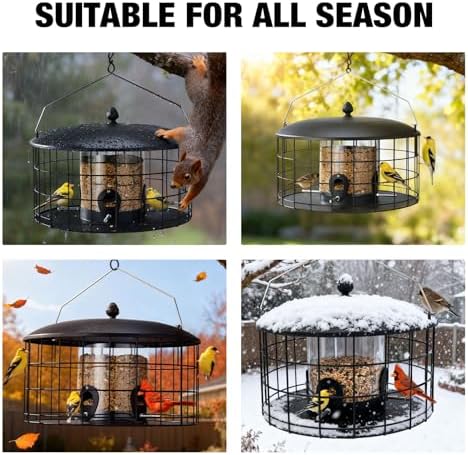 Veehoo Squirrel Proof Bird Feeders for Outdoors Hanging, Extra Wide 11.8"